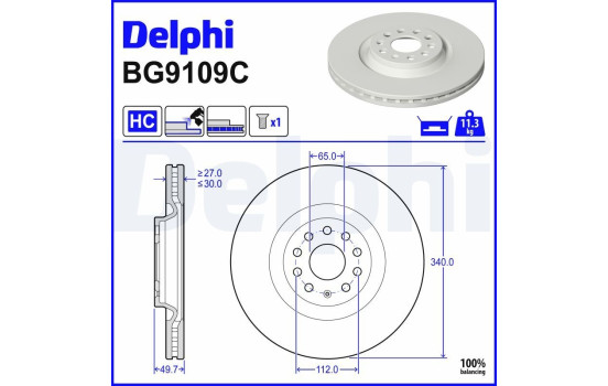 Bromsskiva BG9109C Delphi