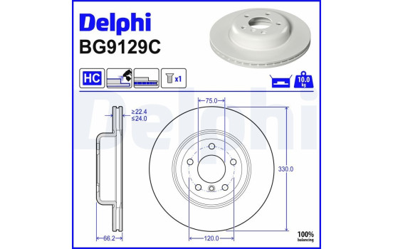 Bromsskiva BG9129C Delphi, bild 3
