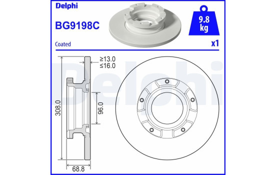 Bromsskiva BG9198C Delphi