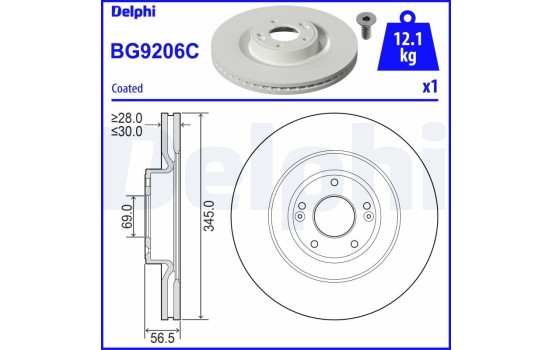 Bromsskiva BG9206C Delphi