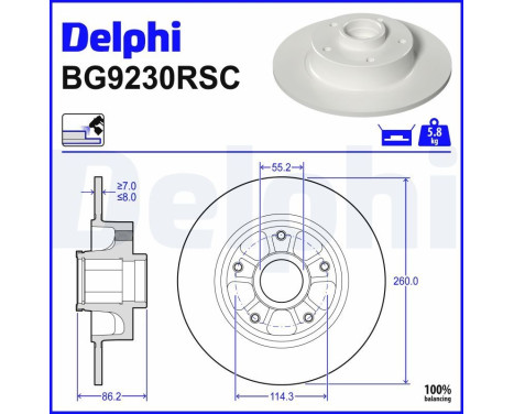Bromsskiva BG9230RSC Delphi
