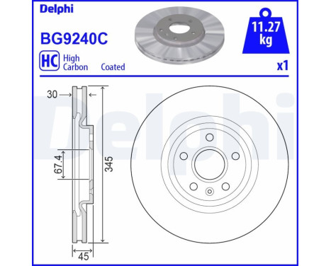 Bromsskiva BG9240C Delphi