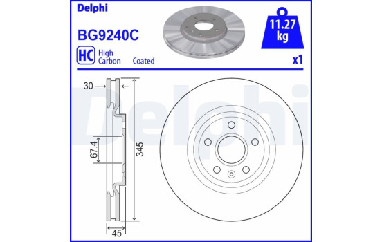 Bromsskiva BG9240C Delphi