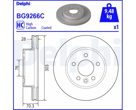 Bromsskiva BG9266C Delphi