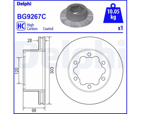 Bromsskiva BG9267C Delphi