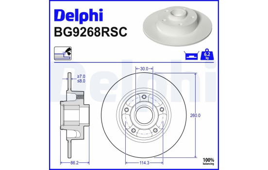 Bromsskiva BG9268RSC Delphi