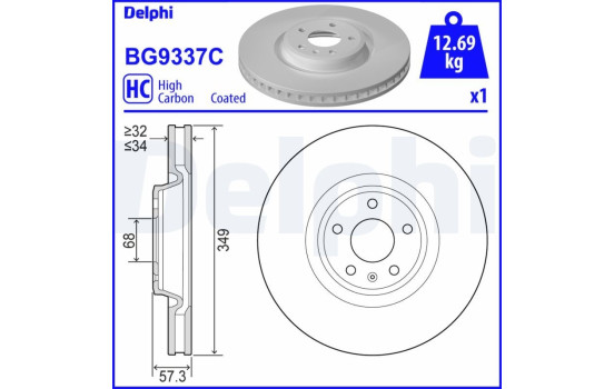 Bromsskiva BG9337C Delphi