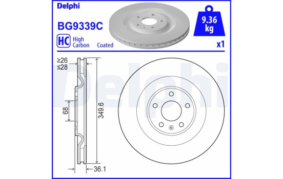 Bromsskiva BG9339C Delphi