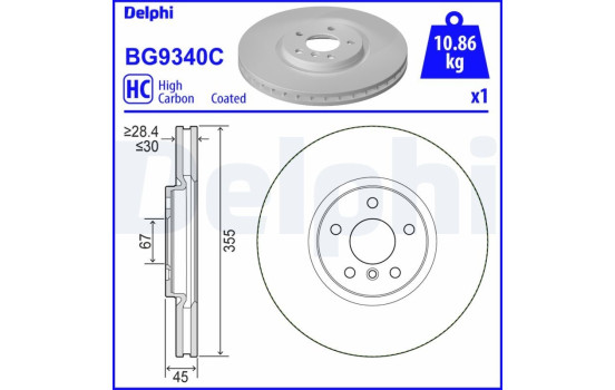 Bromsskiva BG9340C Delphi