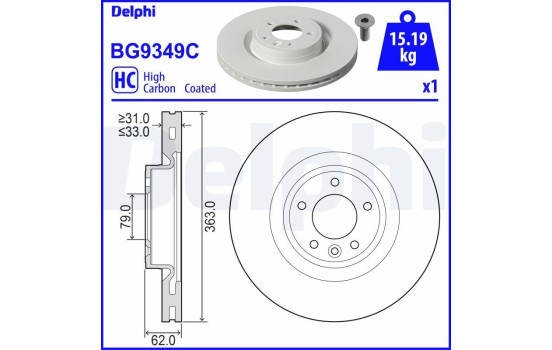 Bromsskiva BG9349C Delphi