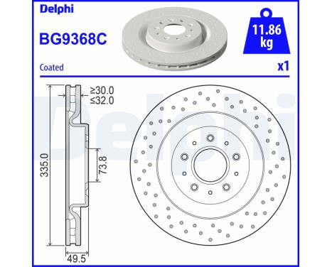 Bromsskiva BG9368C Delphi