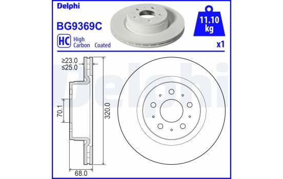 Bromsskiva BG9369C Delphi