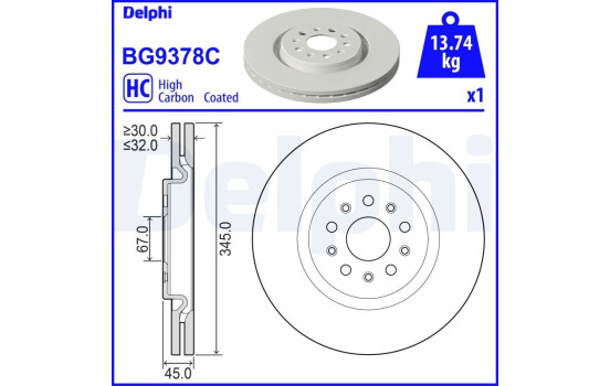 Bromsskiva BG9378C Delphi