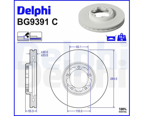Bromsskiva BG9391C Delphi
