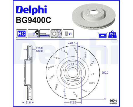 Bromsskiva BG9400C Delphi