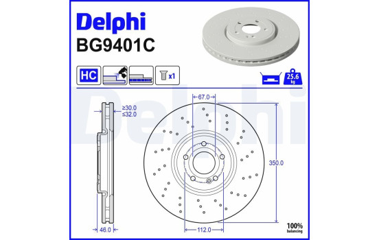Bromsskiva BG9401C Delphi