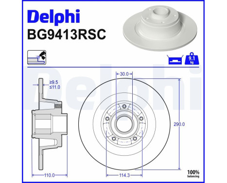 Bromsskiva BG9413RSC Delphi
