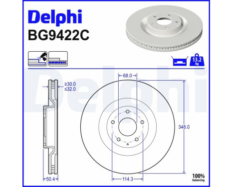 Bromsskiva BG9422C Delphi