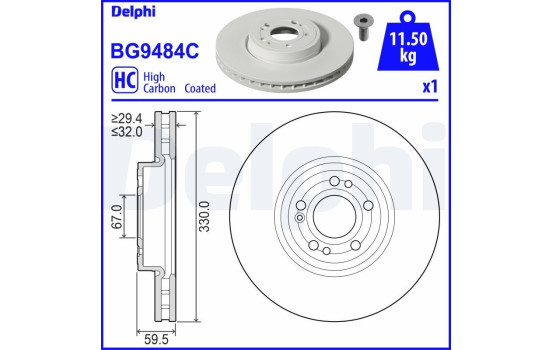 Bromsskiva BG9484C Delphi