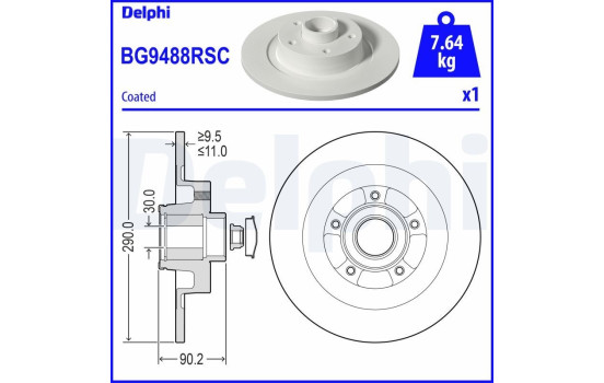 Bromsskiva BG9488RSC Delphi, bild 2
