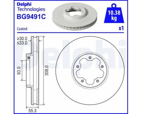 Bromsskiva BG9491C Delphi