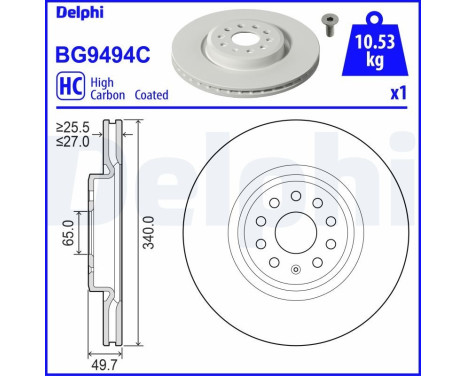Bromsskiva BG9494C Delphi