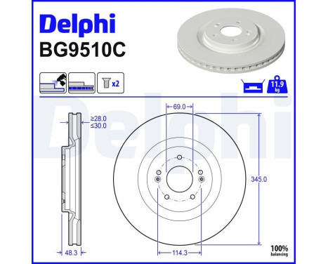 Bromsskiva BG9510C Delphi