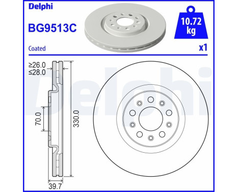 Bromsskiva BG9513C Delphi