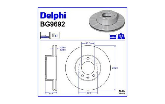 Bromsskiva BG9692 Delphi