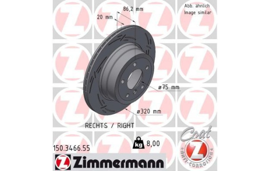 Bromsskiva BLACK Z 150.3466.55 Zimmermann, bild 2