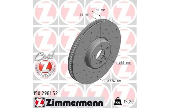 Bromsskiva BMW (ej bromsskiva) HÖGER Coat Z 150.2981.52 Zimmermann