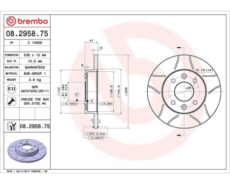 Bromsskiva BREMBO MAX LINE 08.2958.75, bild 4