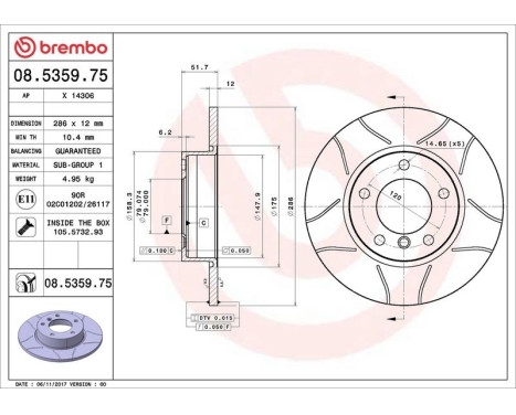 Bromsskiva BREMBO MAX LINE 08.5359.75, bild 2