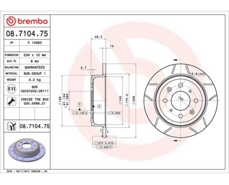 Bromsskiva BREMBO MAX LINE 08.7104.75, bild 4