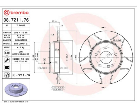 Bromsskiva BREMBO MAX LINE 08.7211.76, bild 4