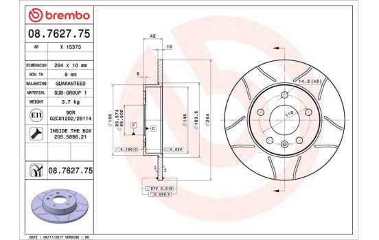 Bromsskiva BREMBO MAX LINE 08.7627.75, bild 4