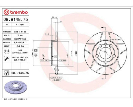Bromsskiva BREMBO MAX LINE 08.9148.75, bild 3