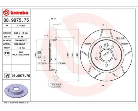 Bromsskiva BREMBO MAX LINE 08.9975.75