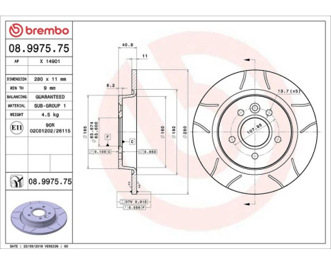 Bromsskiva BREMBO MAX LINE 08.9975.75, bild 2