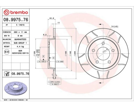 Bromsskiva BREMBO MAX LINE 08.9975.76, bild 2