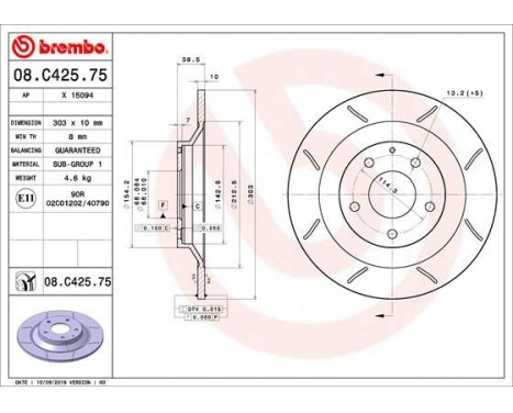 Bromsskiva BREMBO MAX LINE 08.C425.75