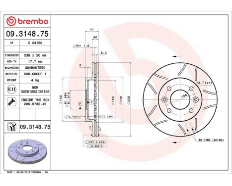 Bromsskiva BREMBO MAX LINE 09.3148.75, bild 4 Bromsskiva BREMBO MAX LINE 09.3148.75, bild 4