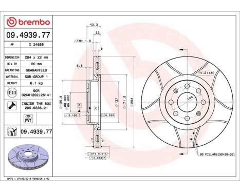 Bromsskiva BREMBO MAX LINE 09.4939.77, bild 2
