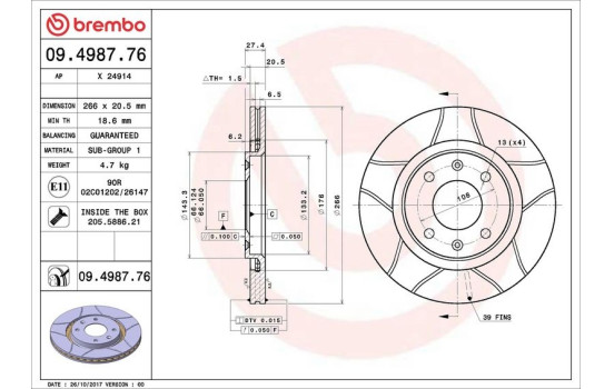 Bromsskiva BREMBO MAX LINE 09.4987.76, bild 4