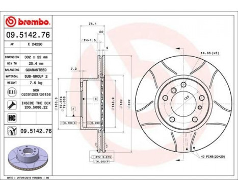 Bromsskiva BREMBO MAX LINE 09.5142.76, bild 2