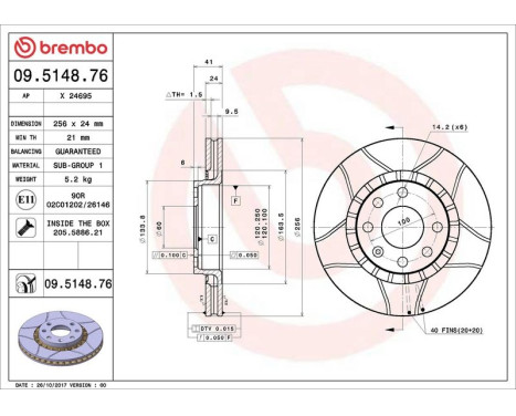 Bromsskiva BREMBO MAX LINE 09.5148.76, bild 4
