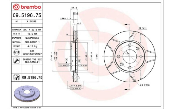 Bromsskiva BREMBO MAX LINE 09.5196.75, bild 4