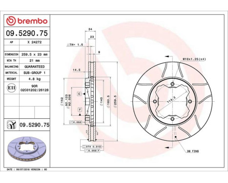 Bromsskiva BREMBO MAX LINE 09.5290.75, bild 2