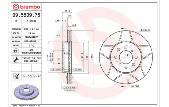 Bromsskiva BREMBO MAX LINE 09.5509.75, bild 4