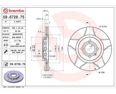 Bromsskiva BREMBO MAX LINE 09.6728.75, bild 3